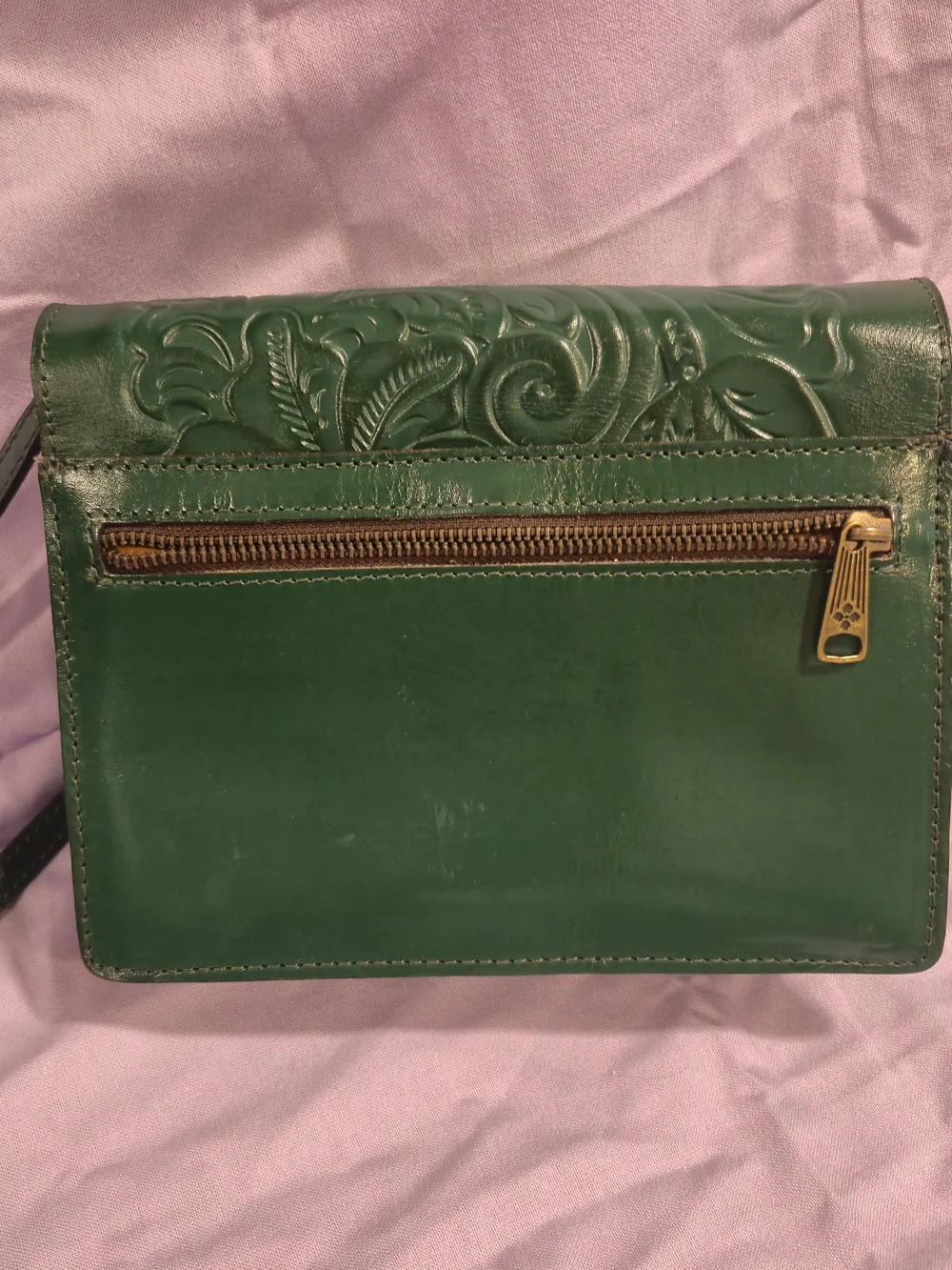 Beautiful Patricia Nash Tooled Leather Crossbody Bag -deep Green